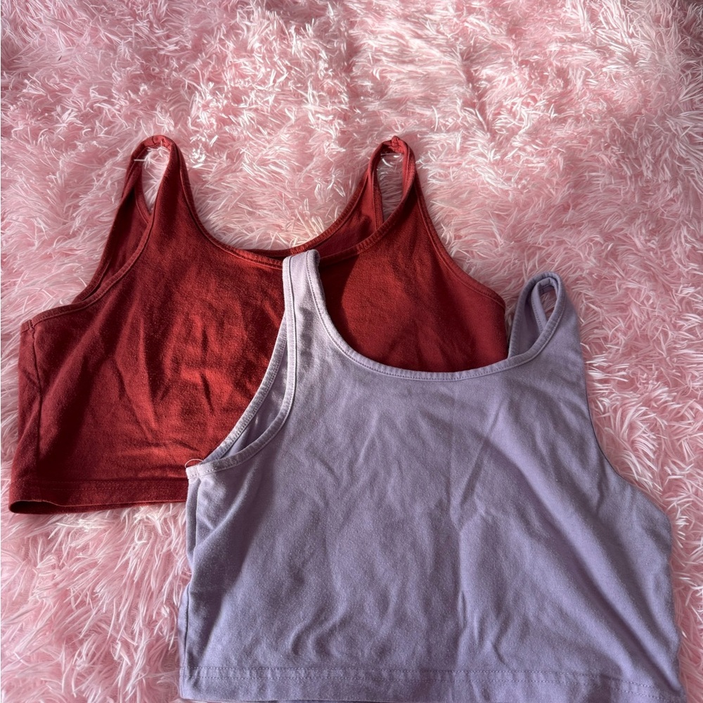 Trendy Red and Lavender Crop Tops